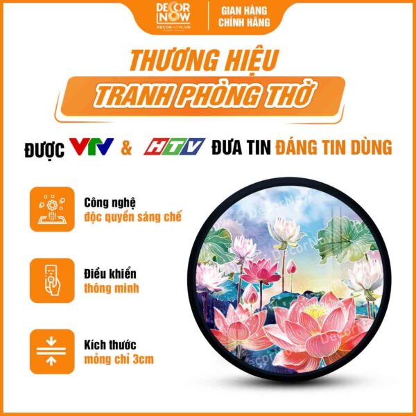 Tổng quan tranh treo tường vườn hoa sen phòng thờ HD902