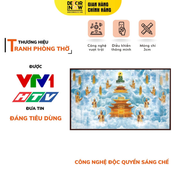 Tranh Đèn Hiện Đại In Ngang Họa Tiết Mây Trời Xanh DecorNow TC888