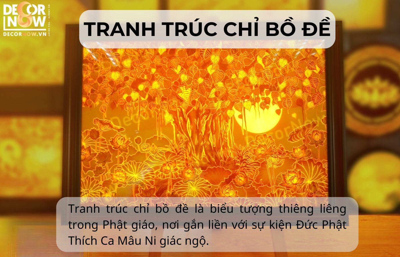 Tranh trúc chỉ bồ đề cho không gian phòng thờ, bàn thờ gia tiên