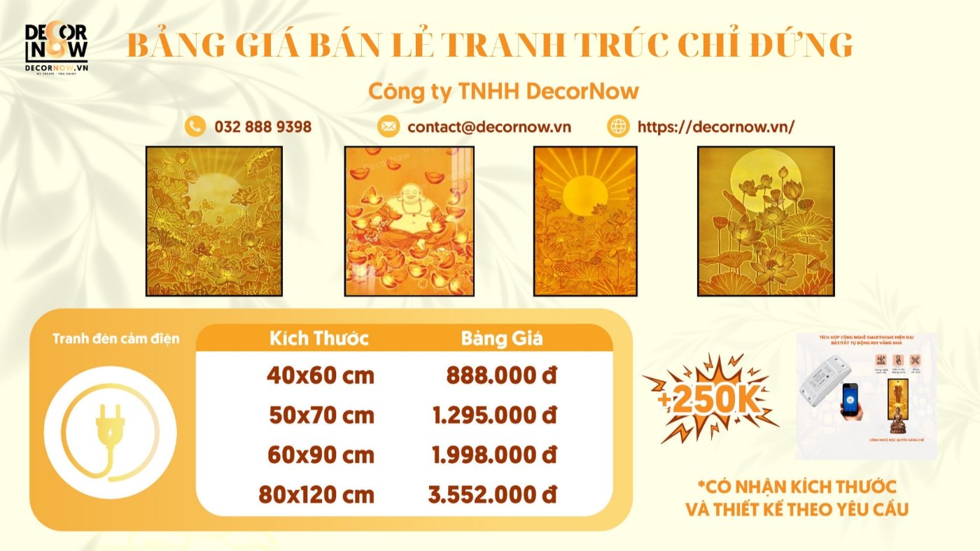 Bảng giá tranh trúc chỉ in mandala, hoa sen, bồ đề... kiểu dáng đứng tại DecorNow