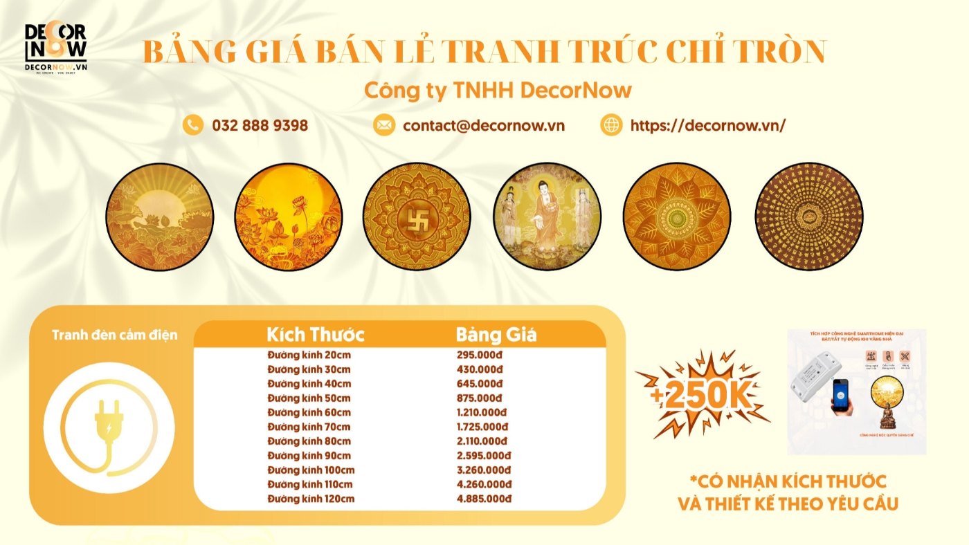 Bảng giá tranh trúc chỉ, tranh trúc chỉ hoa sen kiểu dáng tròn tại DecorNow