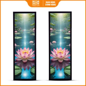Tranh hoằng pháp đối hoa sen tia chiếu sáng HD848