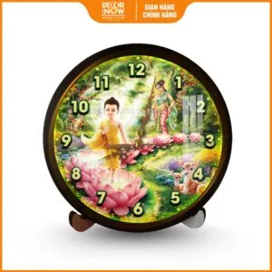 Đồng hồ Phật Giáo Đức Phật Đản Sanh Bảy Bước Sen