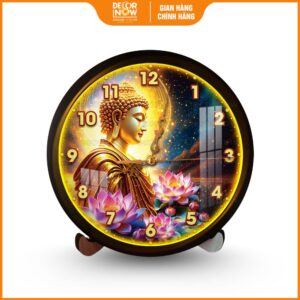 Đồng hồ Phật Giáo Phật Tĩnh Lặng Sen Hồng Đom Đóm